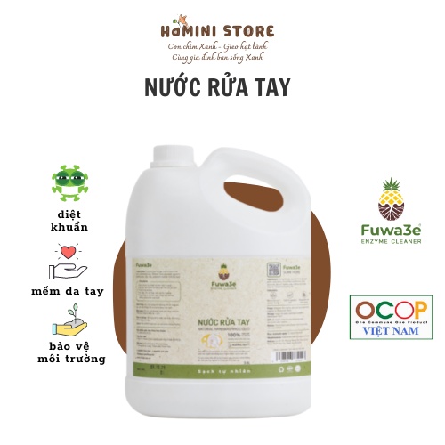 Nước rửa tay sạch khuẩn mềm da tay Fuwa3e 3800ml chế phẩm sinh học hữu cơ hương quýt