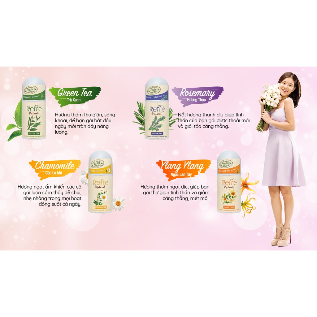 Lăn khử mùi hương tự nhiên Refre Natural 40ml