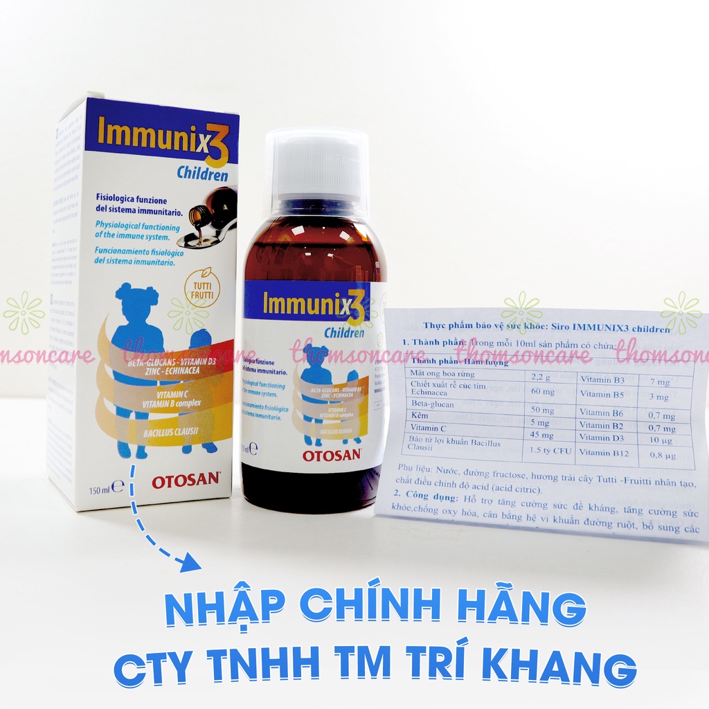 Siro tăng sức đề kháng cho trẻ Immunix3 - Từ rễ Cúc Tím giúp bổ sung vitamin cân bằng hệ vi sinh - Nhập khẩu Châu Âu