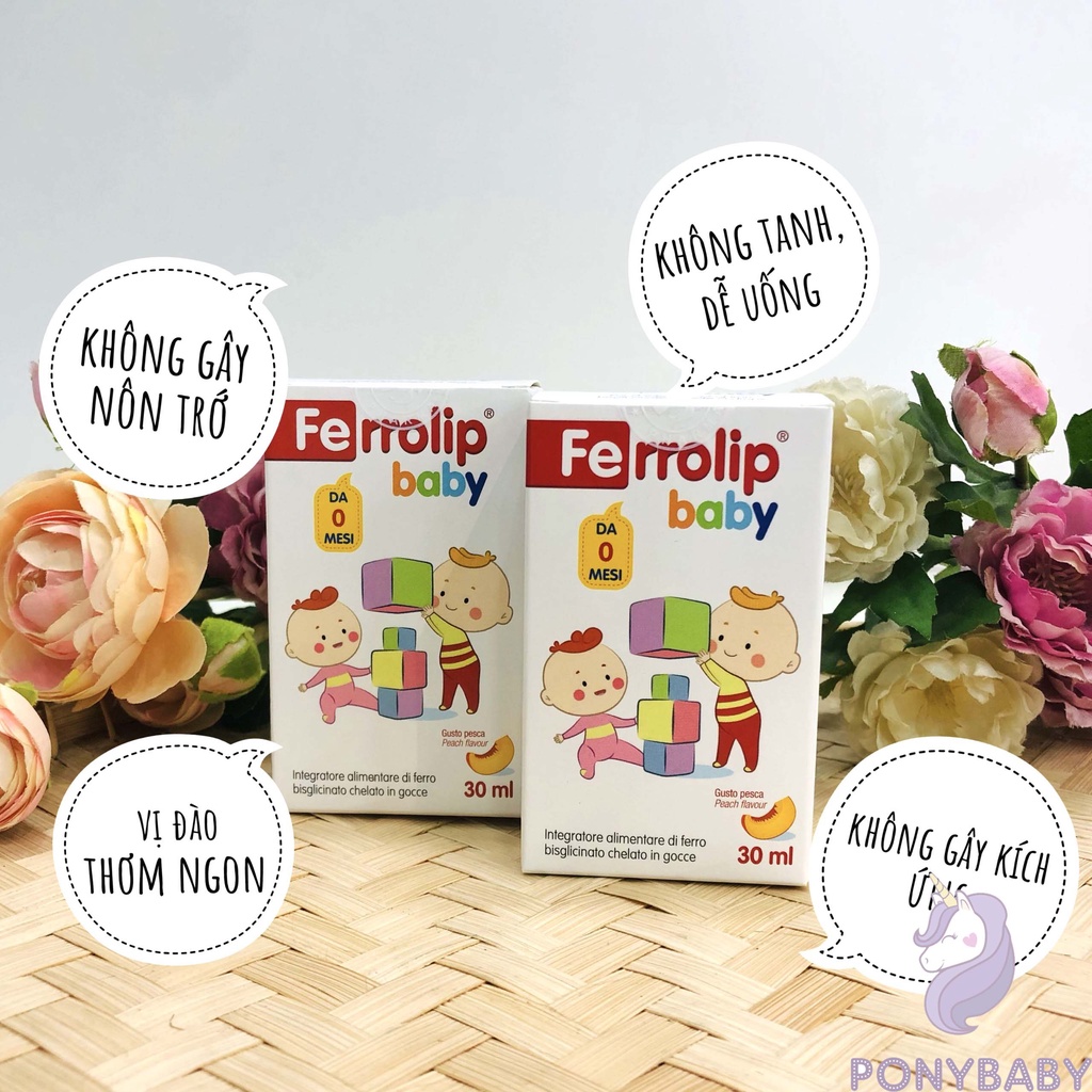 Sắt Ferrolip Baby, sắt hữu cơ cho bé dạng nhỏ giọt vị đào thơm ngon lọ 30 ml
