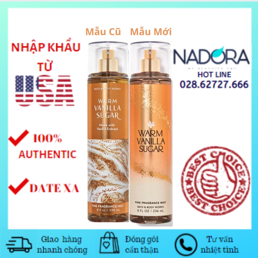 XỊT THƠM WARM VANILLA SUGAR - BATH AND BODY WORKS BODY MIST 236ML