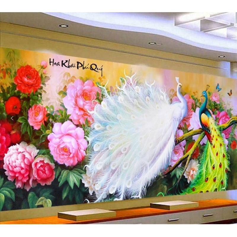 tranh thêu kín hoa khai phú quý mn0127( 120x60) mn0128 (150×70)