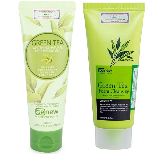 Combo Tẩy Da Chết Và Sữa Rửa Mặt Trà Xanh Benew Green Tea Trắng Da, Xóa Thâm Mụn Hàn quốc 100ml/Tuýp