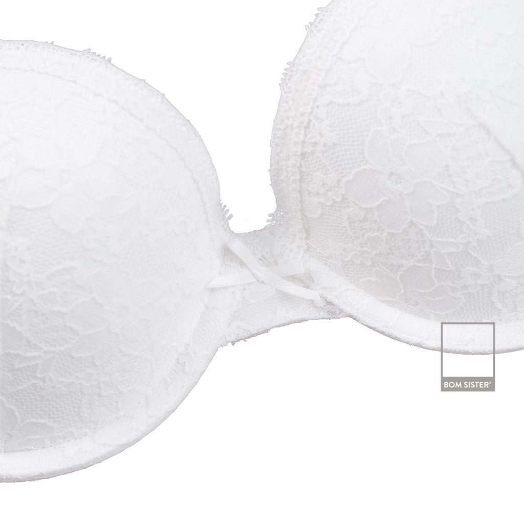 Áo lót mút mỏng ren hoa có gọng màu trơn nâng ngực tự nhiên BOM SISTER  MU3003