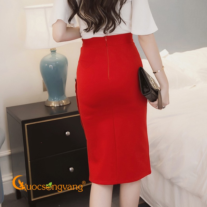 chân váy công sở kiểu chân váy bút chì nhiều nút GLV042 Cuocsongvang