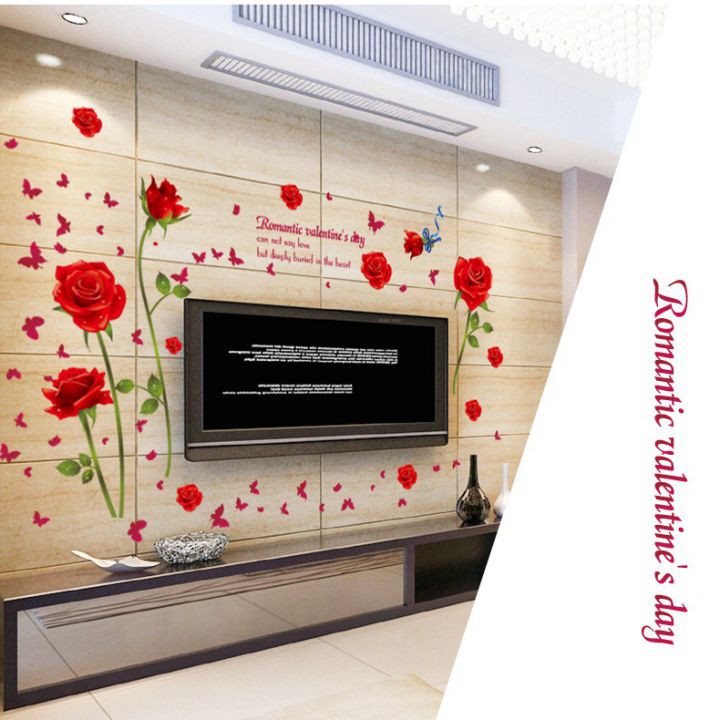 Decal dán tường Hoa hồng lãng mạn - MSP: DH073