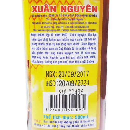 Mật ong rừng sữa ong chúa Xuân Nguyên chai 500ml