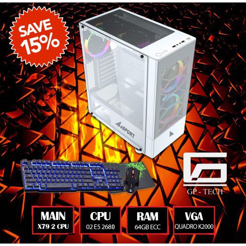 MAIN X79 DUAL + 2 CPU 2680V1 + 64G + GTX 750Ti - CHUYÊN ĐỒ HỌA CÂN 15 - 20 NOX