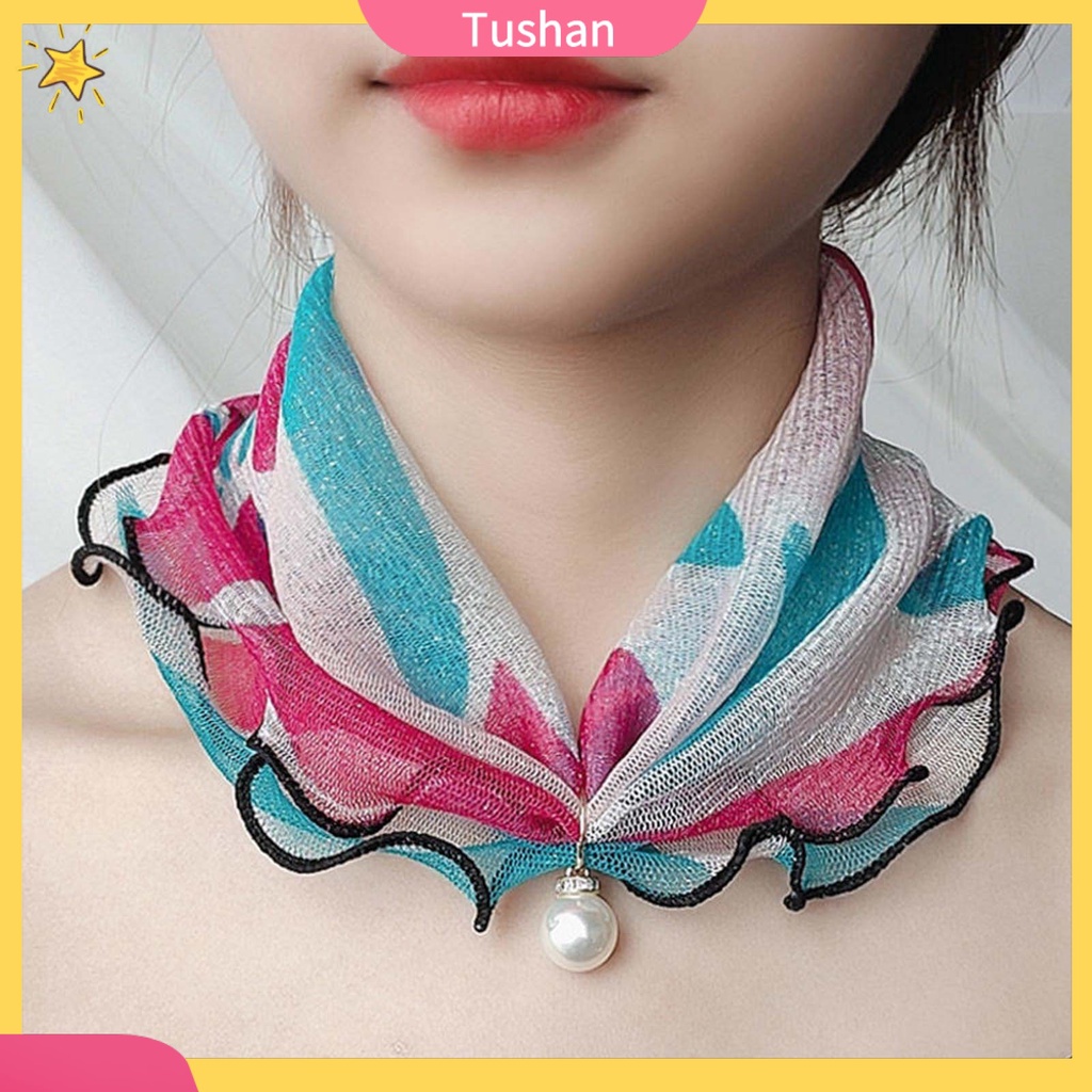 Khăn choàng cổ đính ngọc trai giả thời trang cho nữ