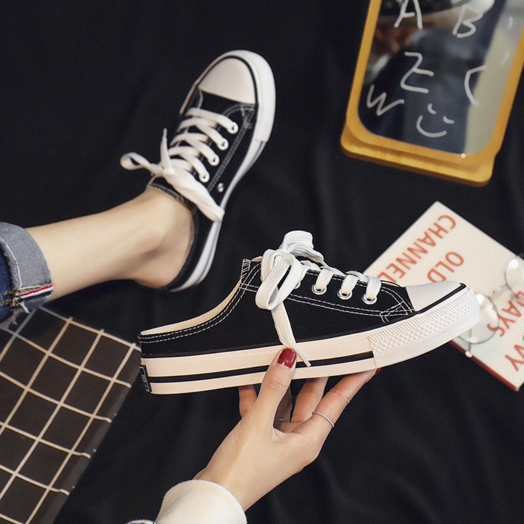 Giày Thể Thao Sneaker Nữ Đế Bệt,Vải Mềm Canvas - Giày Sục Nữ CV Học Sinh Năng Động Trẻ Trung HOT TREND