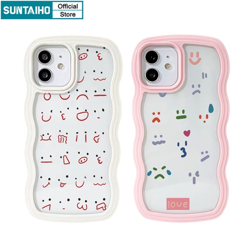 SUNTAIHO Ốp lưng iphone Ốp điện thoại mềm trong suốt họa tiết biểu cảm thích hợp cho iPhone 11 Pro 13 12 Pro Max X XS Max XR 7 8 Plus