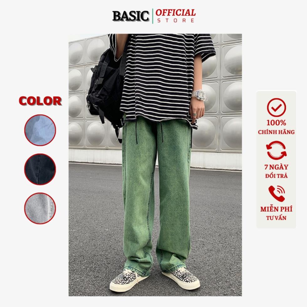 Quần jean nam xanh rêu BASIC baggy ống suông rộng mã XR-01 phong cách Hàn Quốc 2022 !