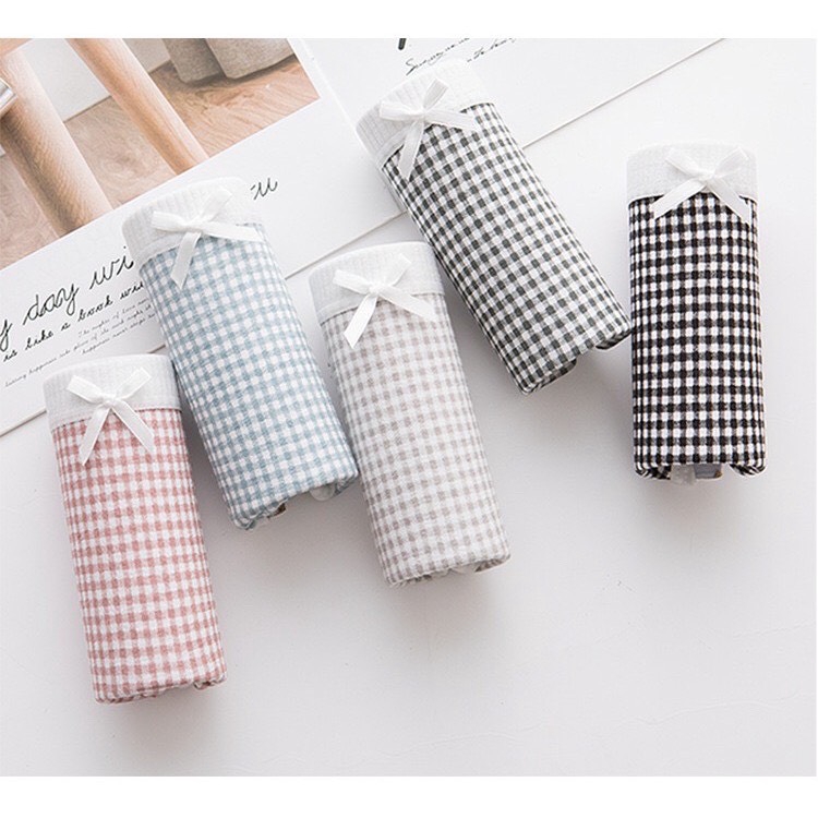 Quần lót kẻ caro cotton nữ cao cấp dễ thương.