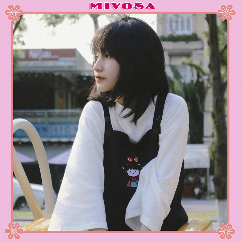Váy yếm suông thụng cô bé ulzzang nữ đầm nữ thêu hình siêu cute MIVOSA VY001