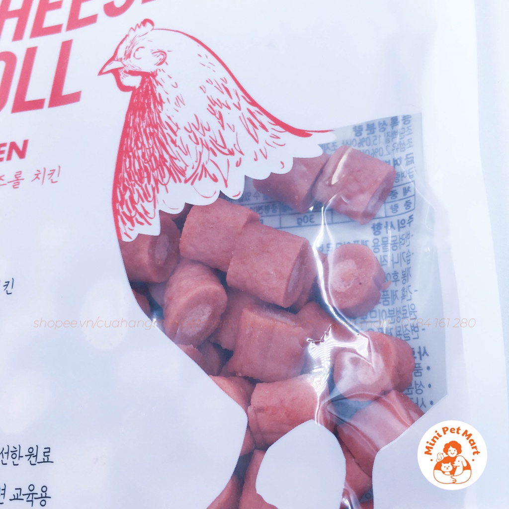 Phô mai cuộn thịt gà cho chó, mèo BOWWOW 120g - Snack, bánh thưởng cho chó, mèo