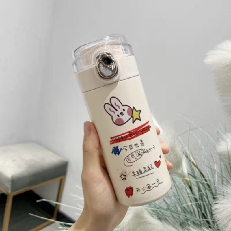 Bình Nước Giữ Nhiệt Bằng Thép Không Gỉ Dễ Thương Phong Cách Hàn Quốc