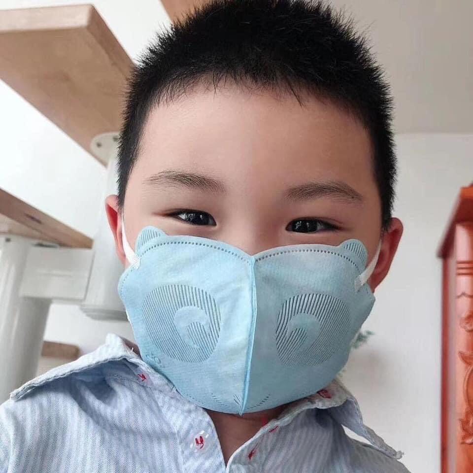 Khẩu trang y tế 3 lớp kháng khuẩn gấu panda bé trai bé gái 1 bịch túi 10 chiếc màu trắng, xanh, hồng cho trẻ từ 1-3 tuổi