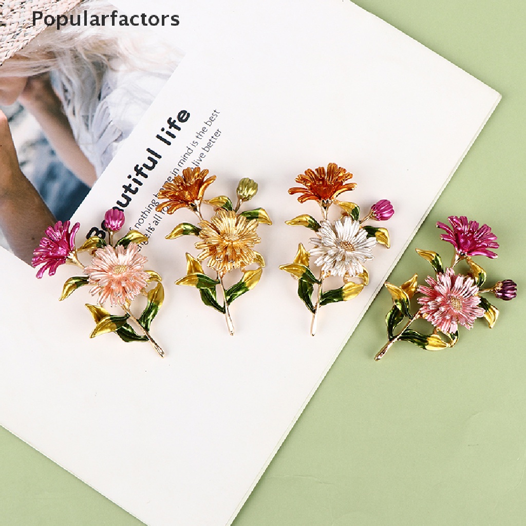 Ghim cài áo kim loại tráng men thiết kế bông hoa sang trọng thời trang