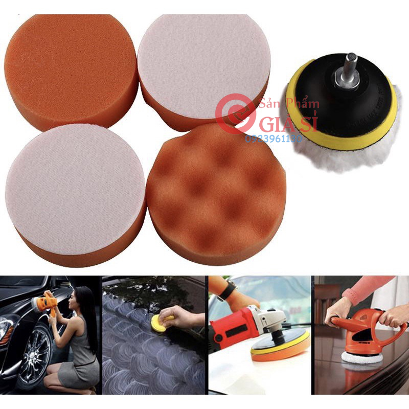 Phớt đánh bóng xe Đầu đánh bóng xe máy khoan 7 món - Mút đánh bóng xe hơi ❤️freeship❤️