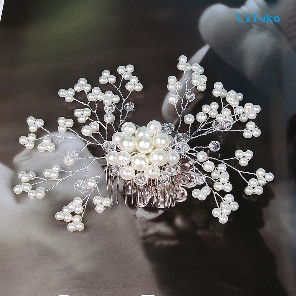 Lược Cài Tóc Nữ Họa Tiết Hoa Đính Ngọc Trai Thời Trang Thanh Lịch