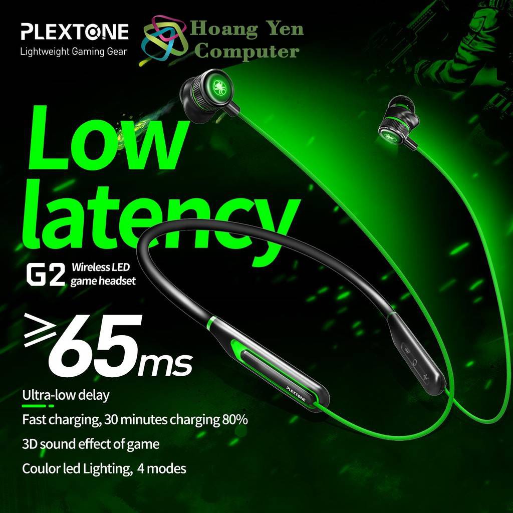 Tai Nghe Bluetooth Gaming Plextone G2 (Có Đèn Led, Độ Trễ Thấp 65ms) - BH 3 Tháng 1 Đổi 1