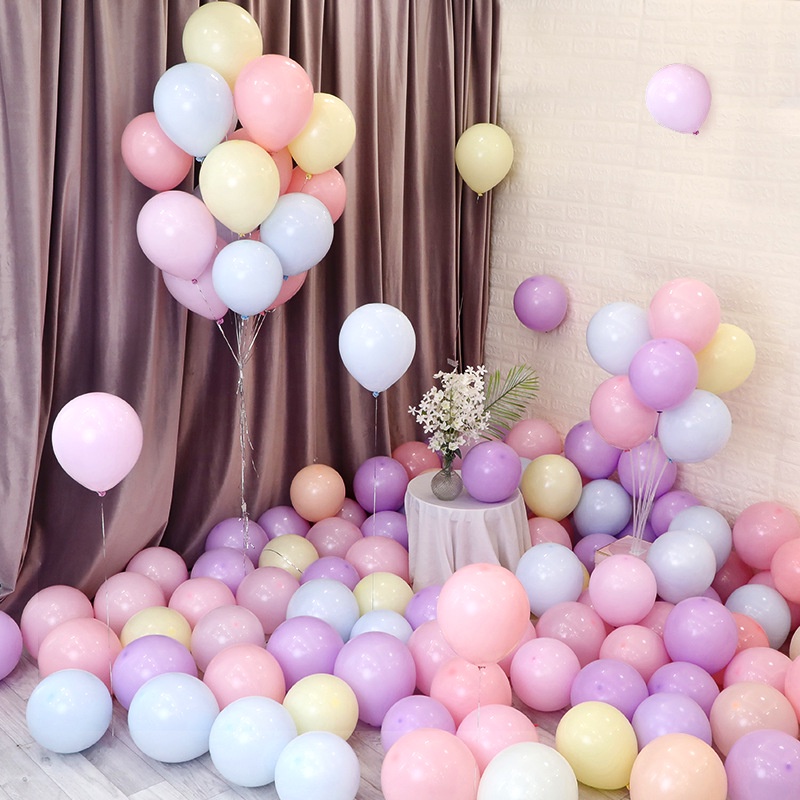Set 100 Bong Bóng 10 inch Màu Sắc Macaron Trang Trí Tiệc Cưới/Sinh Nhật Trẻ Em