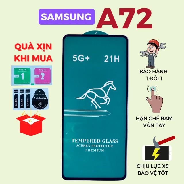 Kính Cường Lực Samsung A72 🎁Quà Tặng 🎁 Full 5G+ độ cứng 21H Chống bám nước, Hạn chế bám vân tay [MIHAMO]