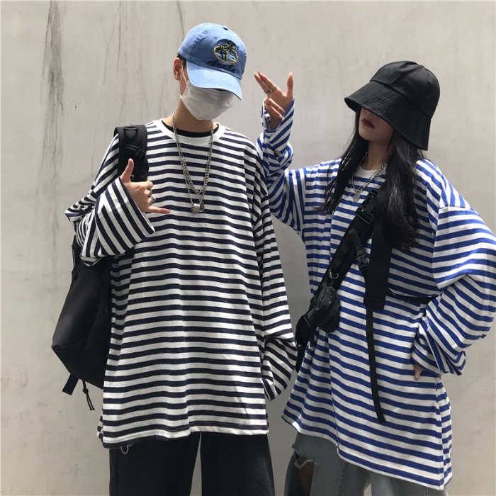 Áo Thun Tay Dài Kẻ Sọc Ngang Cho Cặp Đôi | BigBuy360 - bigbuy360.vn