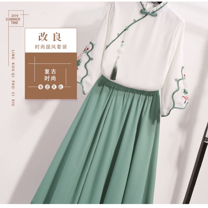 Hanfu female student costume clothes improved cheongsam Chinese style summer dress ancient style suit dress | BigBuy360 - bigbuy360.vn