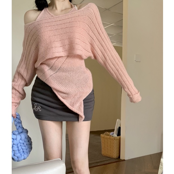 kumikumi Áo Dệt Kim Tay Dài Màu Hồng Thời Trang Hàn Quốc Dành Cho Nữ croptop