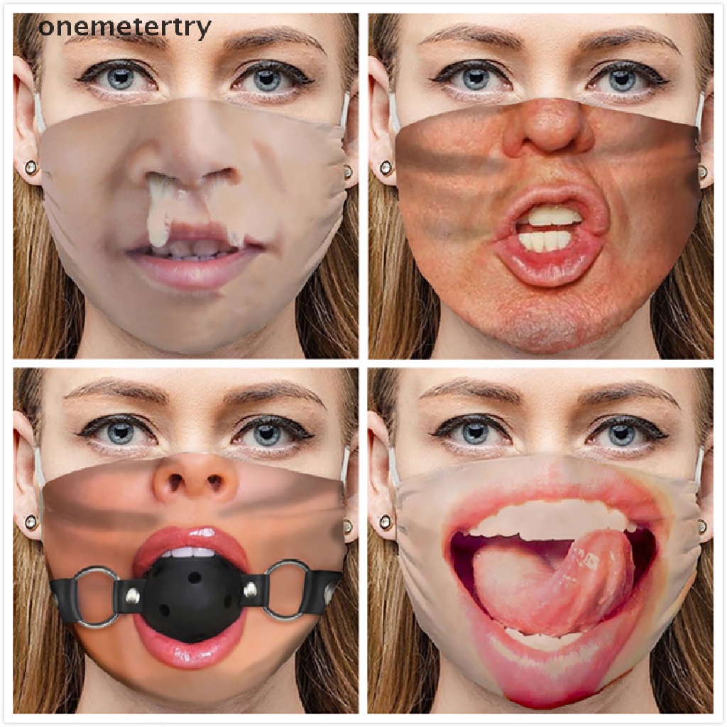 【ONEM】 Unisex 3D Funny Face Printed Masks Windproof Adjustable Mouth Mask Halloween .