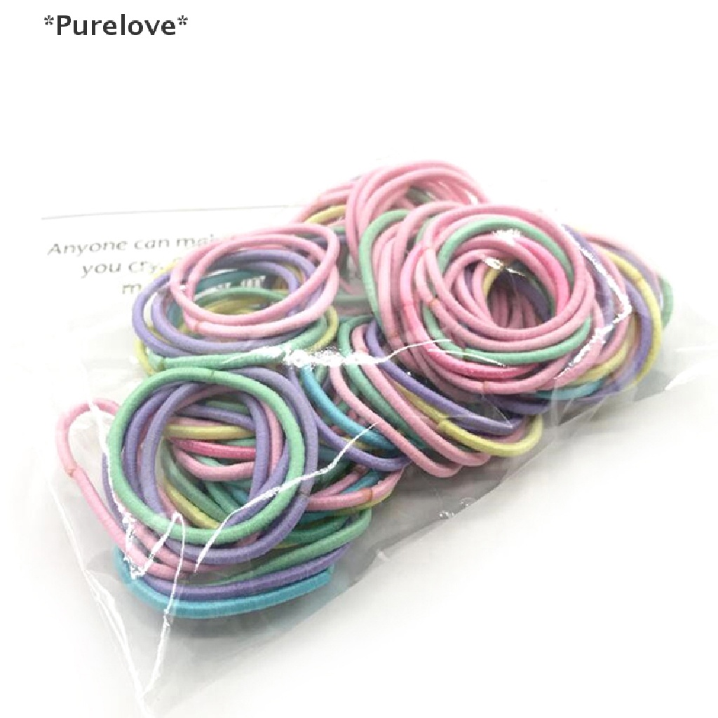 Set 100 Dây Cột Tóc Chất Liệu Nylon Co Giãn Nhiều Màu Sắc Cho Bé Gái