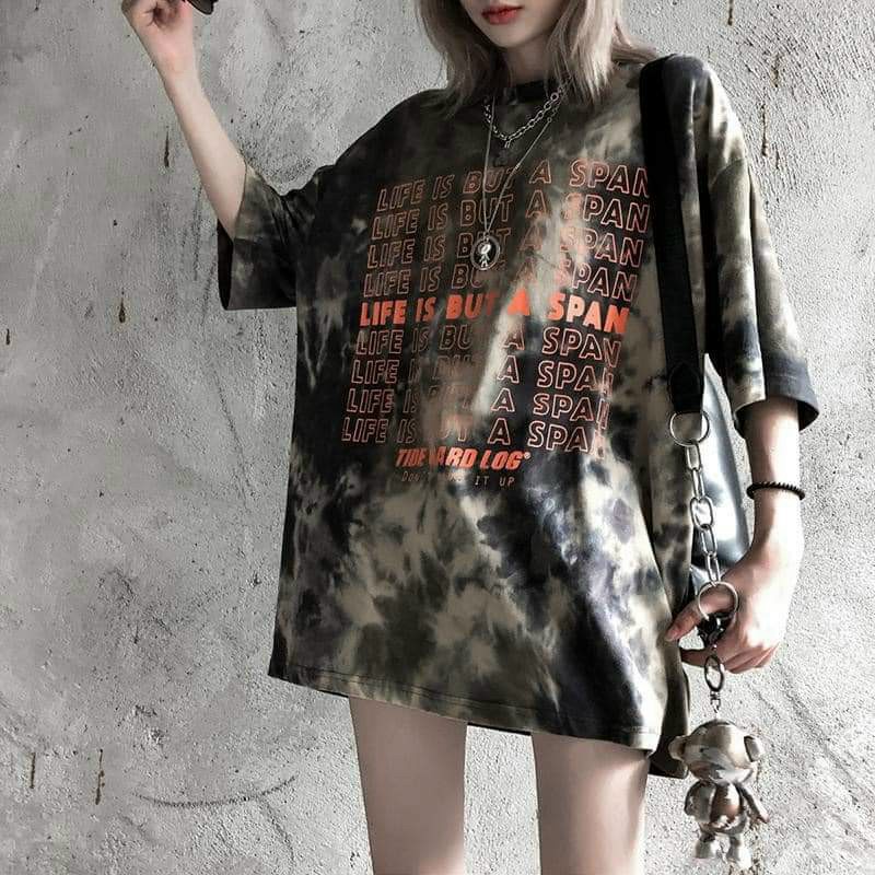 ÁO THUN FORM RỘNG TAY LỠ UNISEX MÀU LOANG, ÁO PHÔNG FORM RỘNG NAM NỮ LIFE