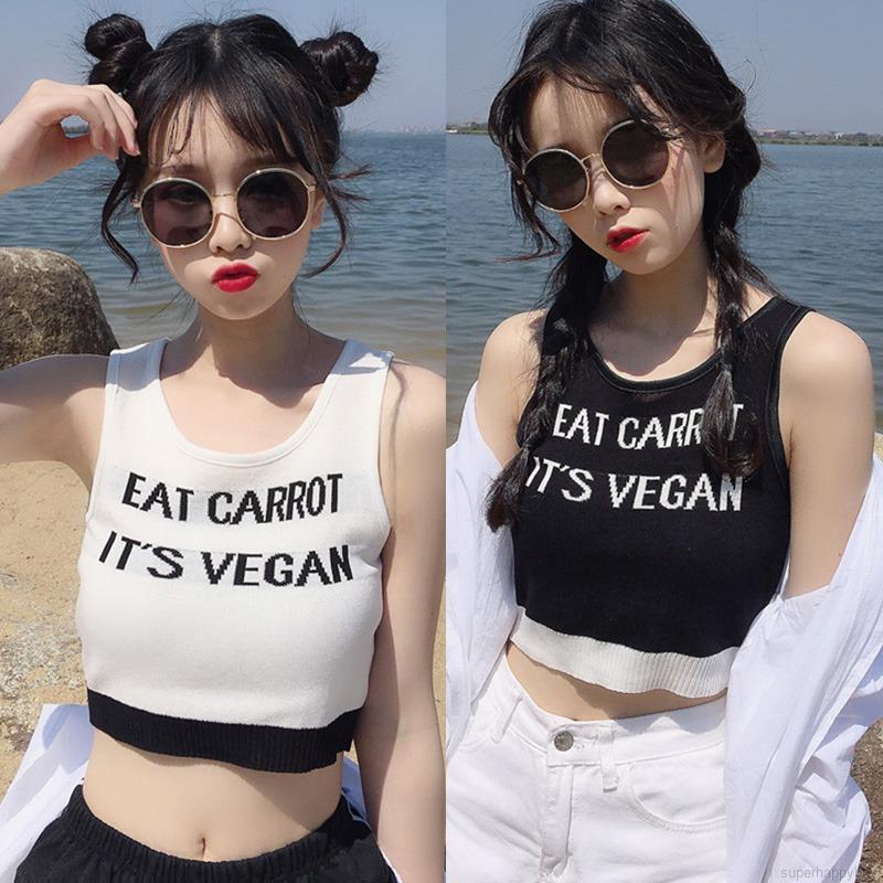 Áo Tank Top Dệt Kim Không Tay In Chữ Cá Tính Cho Nữ | BigBuy360 - bigbuy360.vn