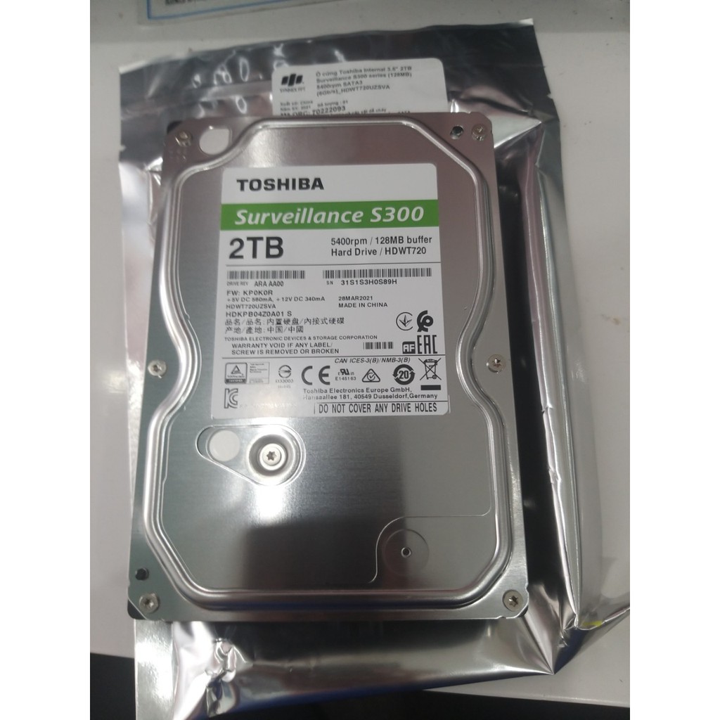 Ổ Cứng HDD Toshiba  2TB Surveillance S300  - 3.5-inch SATA3; 5400rpm ( Mới 100%)