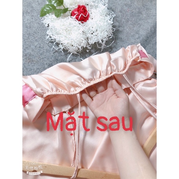 Đồ Ngủ Sexy - Bộ Ngủ 2 Dây Satin Phối Nơ Form 40-55kg( ảnh và video thật)