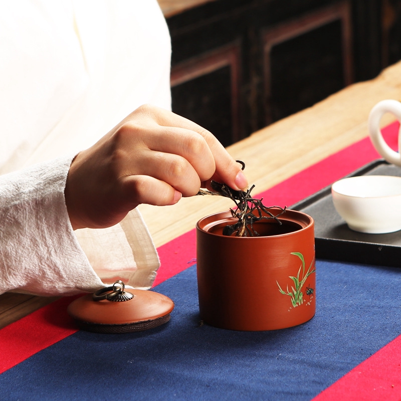 Hũ đựng trà họa tiết cây tre bằng sứ loại nhỏ | BigBuy360 - bigbuy360.vn