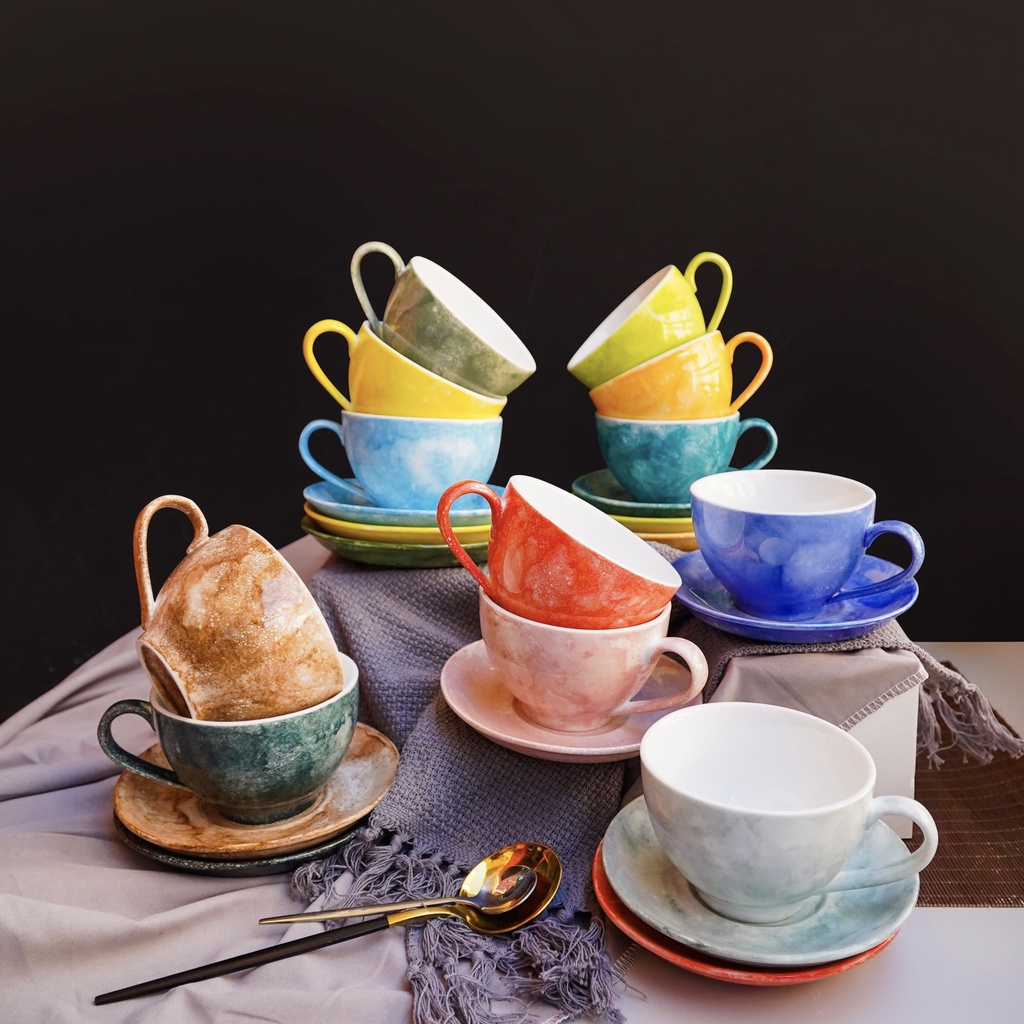 LY SỨ TÁCH CAFE SẮC MÀU CAPPUCCINO 250ML GỐM SỨ BÁT TRÀNG CAO CẤP
