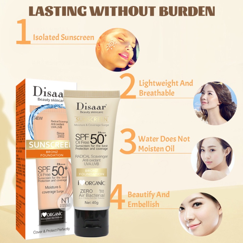 Kem Chống Nắng Disaar SPF 50 Lâu Trôi Làm Sáng Da Chống Cháy Nắng Không Nhờn 40g