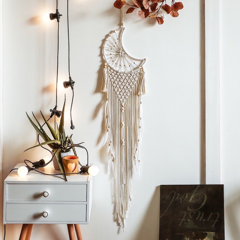 Dreamcatcher macrame trăng khuyết treo tường