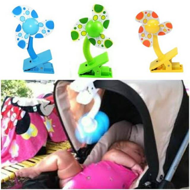 Deboo Quạt Mini Chấm Bi Gắn Xe Đẩy Em Bé