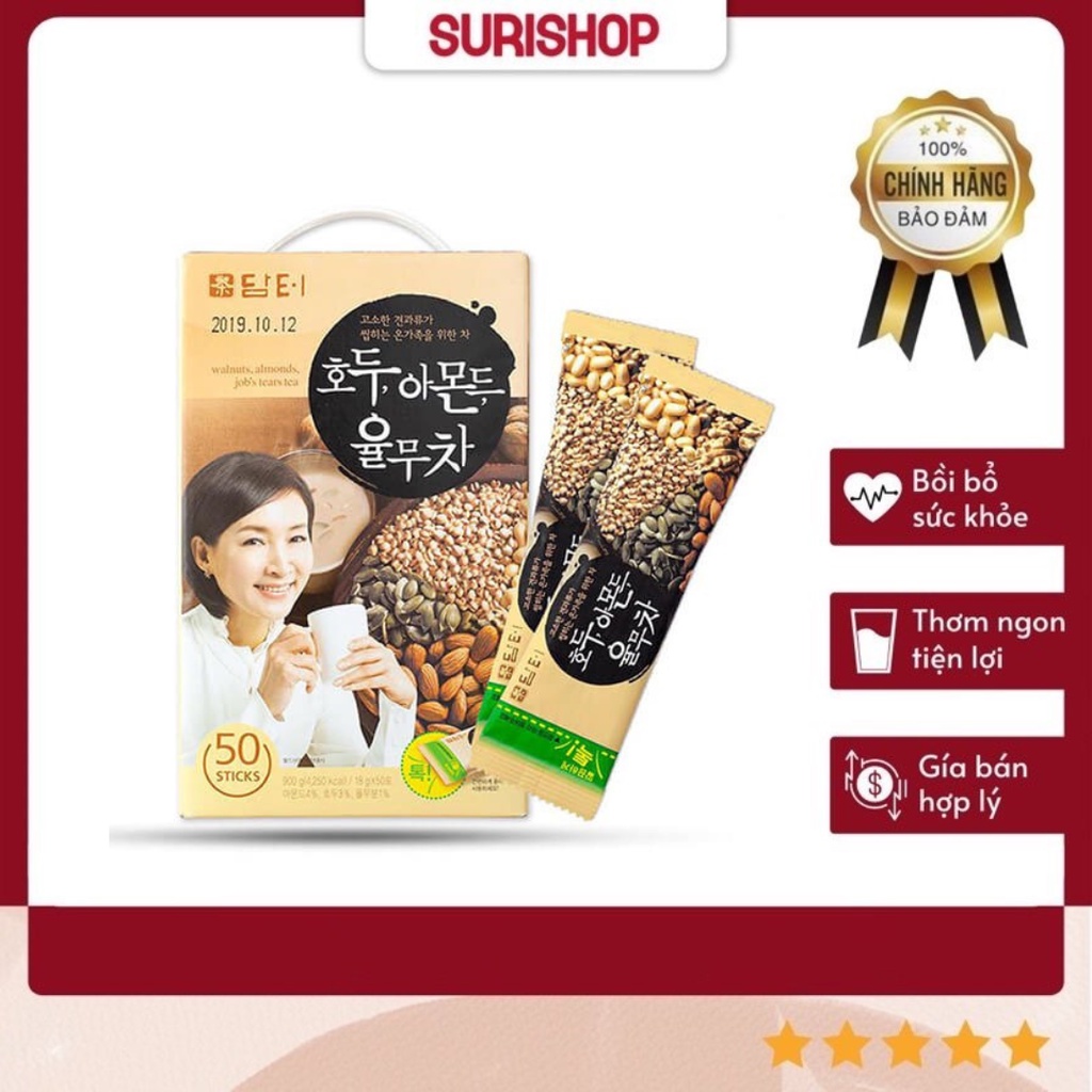 Bột Ngũ Cốc Mix 5 Loại Hạt Dinh Dưỡng Damtuh Hàn Quốc Hộp 50 Gói Thơm Ngon Bổ Dưỡng