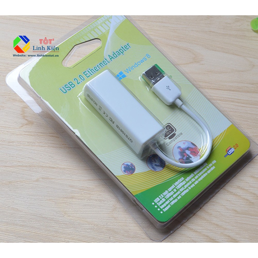 Adapter RJ45 USB 2.0 Sang Ethernet Network LAN 10Mbps - Windows