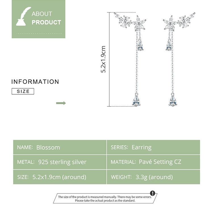 Bông tai Bamoer BSE288 BSE288 dáng dài kiểu dáng sang trọng hợp thời trang