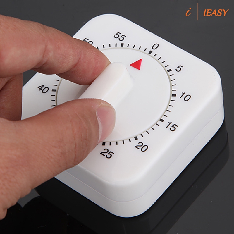 IE❤60 Minutes Kitchen Timer Count Down Alarm Reminder White Square Mechanical Timer