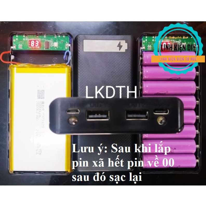 Box sạc dự phòng 8 cell 18650 LCD hiển thị bảo vệ chống ngược cực(Không pin)