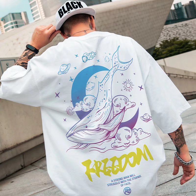 Áo Thun Tay Ngắn Cổ Tròn Cỡ Lớn M-8XL Phong Cách Hip Hop Đường Phố Cho Nam