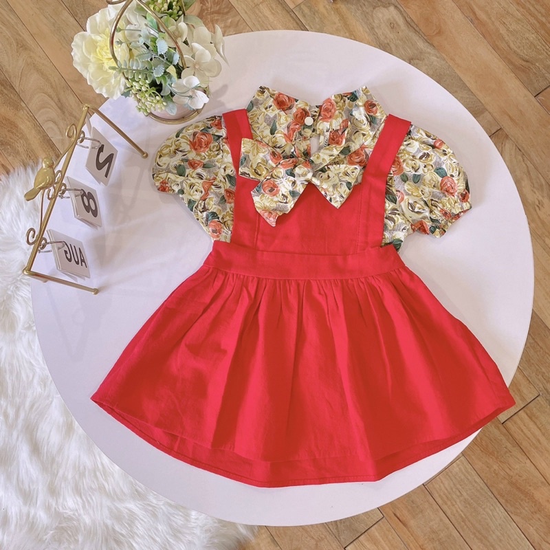 Váy Trẻ Em 💕𝑭𝑹𝑬𝑬𝑺𝑯𝑰𝑷💕NHƯ Ý HOUSE'S - Đầm Cho Bé Hàng Thiết Kế - yêm đỏ áo boi