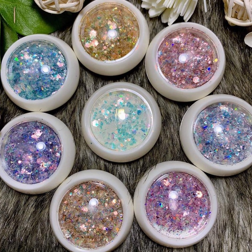 Phụ kiện nail giá rẻ sét nhũ khổng tước nhũ kim cương vảy cá set 8 hũ VUA SƠN AS