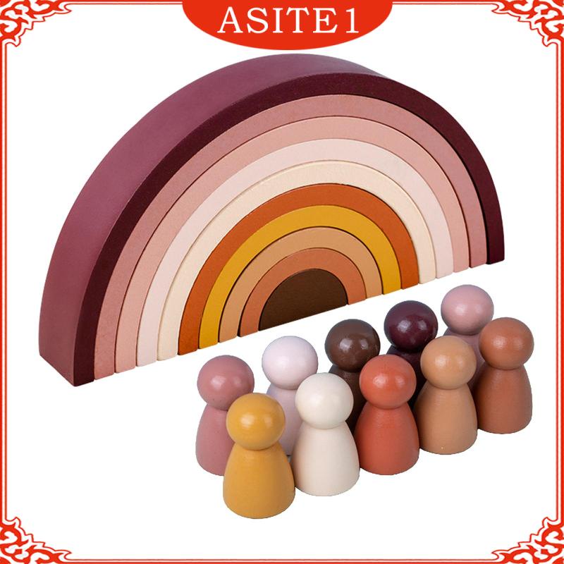 Bộ Đồ Chơi Xếp Hình Cầu Vồng Bằng Gỗ Cho Trẻ Em